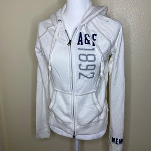 Abercrombie and Fitch White ZIP Up Hoodie NWT XL